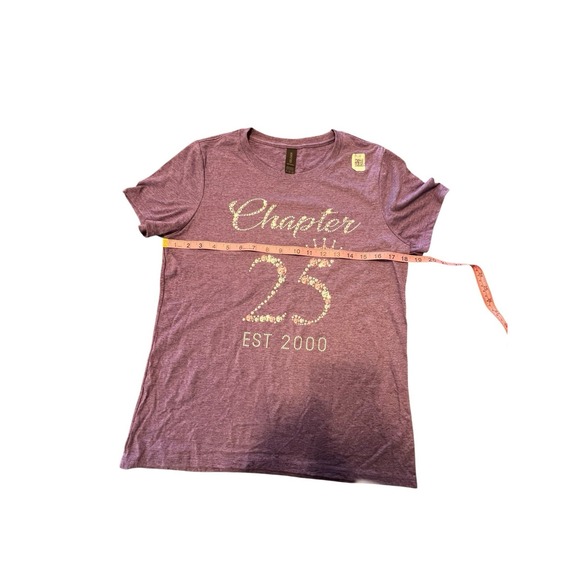 Gildan Women's T-shirt 25 Birthday Medium Short Sleeve Graphic Tee Purple NWT M - Picture 2 of 2